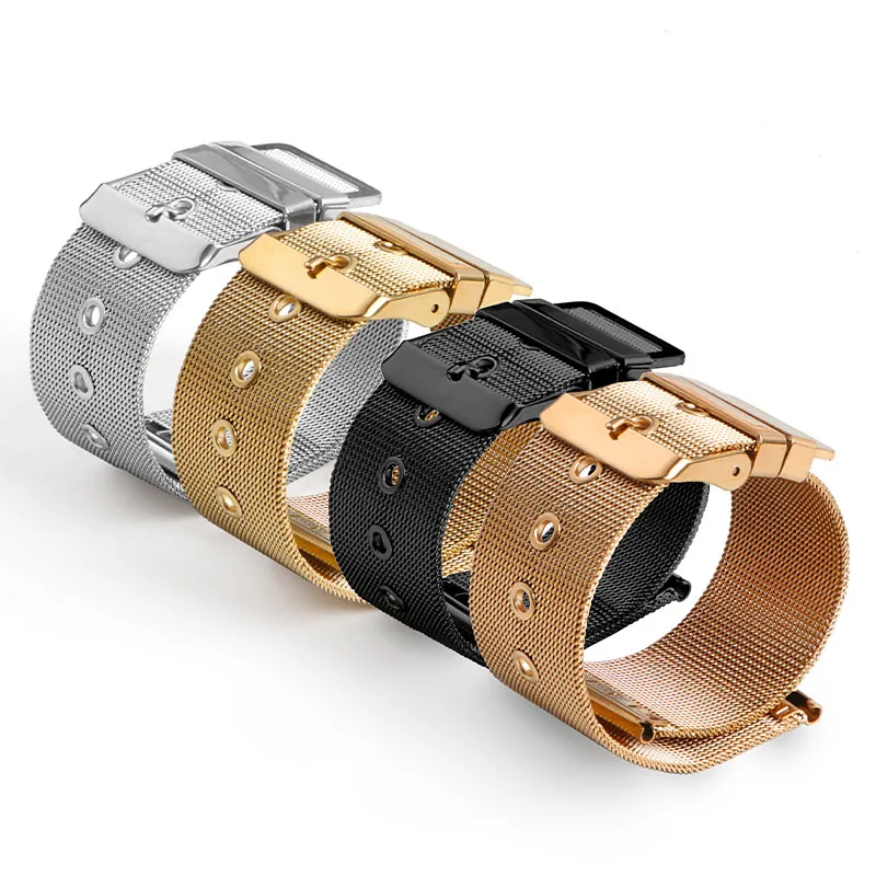 Elegant Mesh Milanese Stainless Steel Watchband - Quick Release in Black & Rose Gold