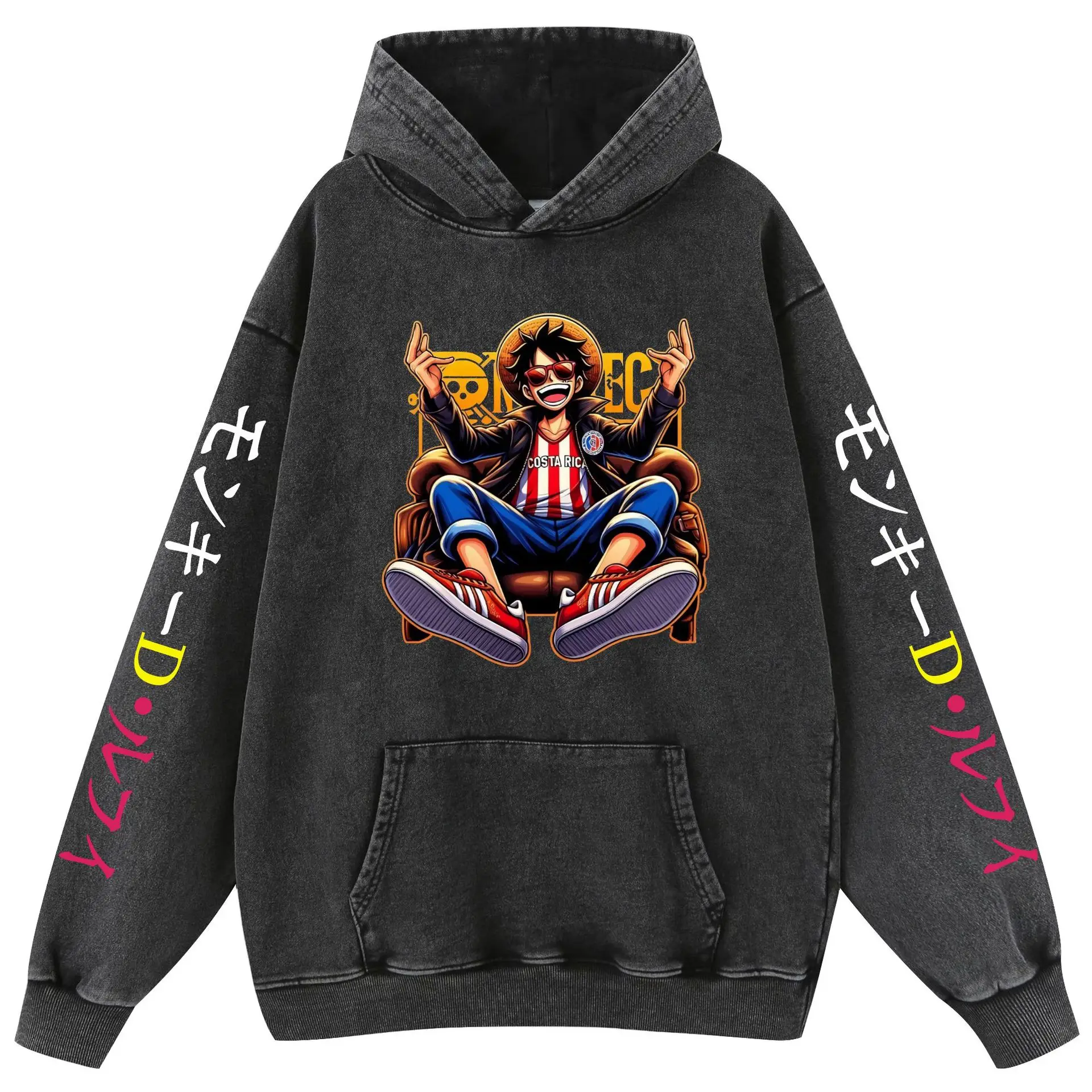 wash vintage to make old pure cotton one piece One piece hoodie men and women hoodies