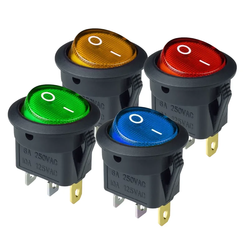 4Uds12V/220VinterruptorLed10A12VinterruptordeluzinterruptordeencendidobotóndecochelucesON/OFFinterruptorbasculanteredondode3pinesKCD1