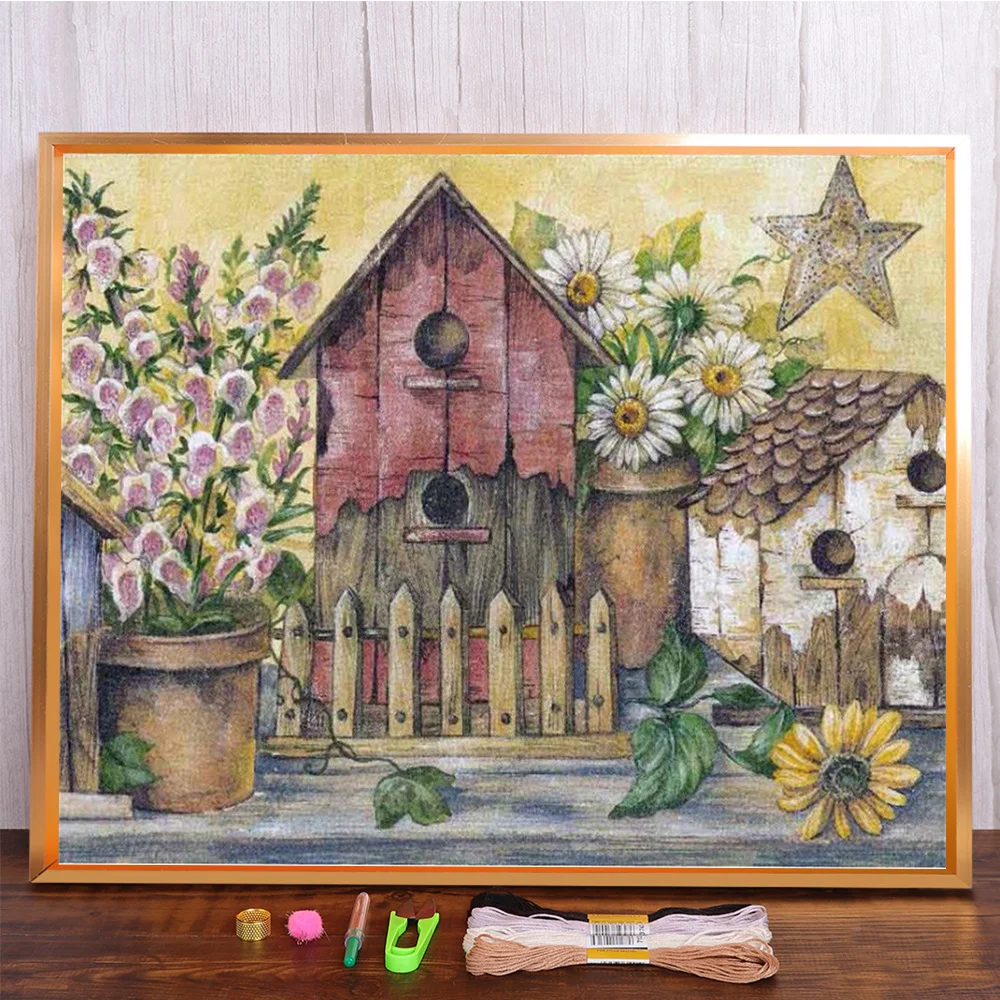 Landschaft Blumen Bedruckter Stoff 11CT Kreuzstich DIY Stickerei Set Handgemacht Hobby Stricken Handwerk Promotions Paket Raumdekoration – Detail 18