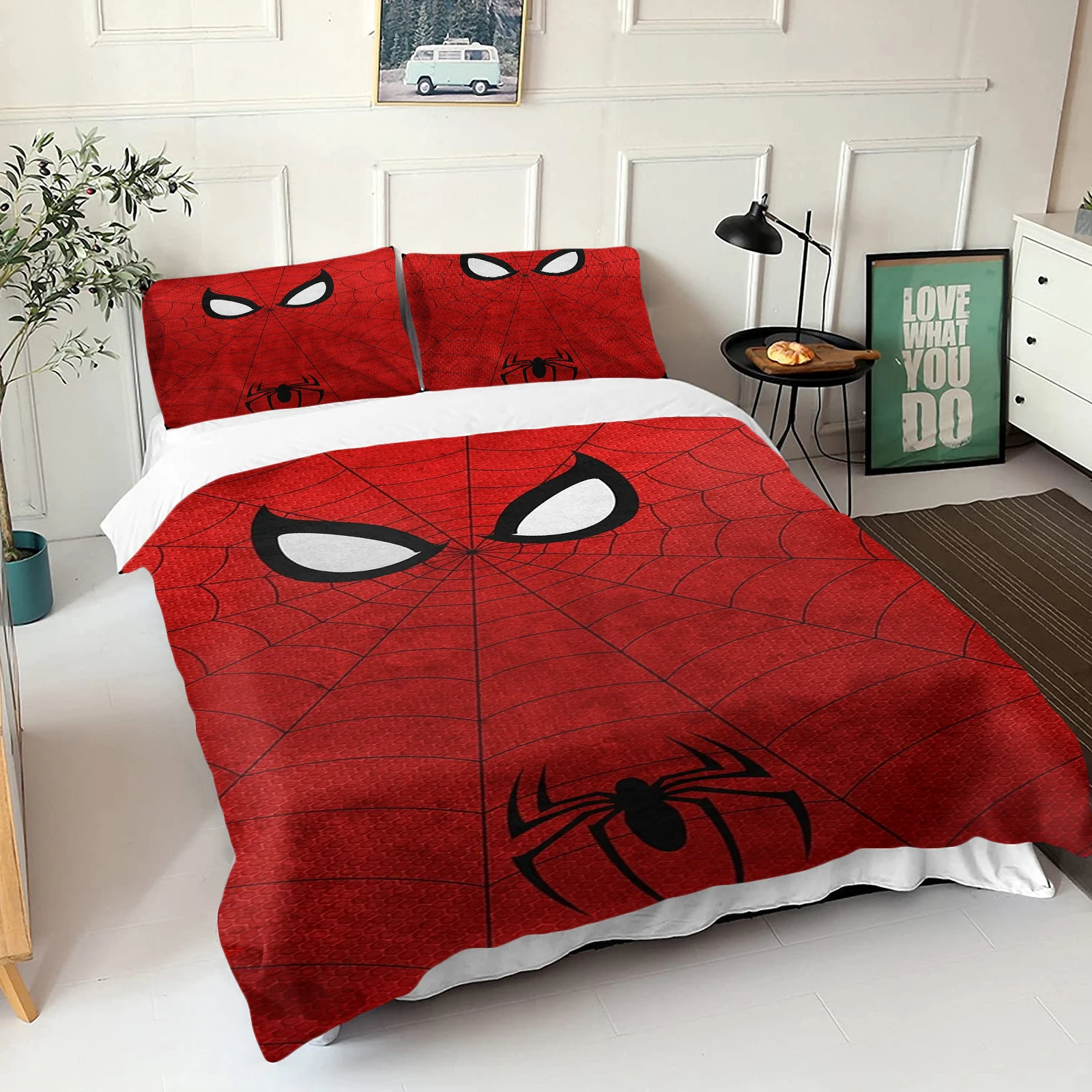 Marvel Duvet Cover Sets Quilt Digital Printing Cartoon Spiderman Kids Bedding Set Pillowcase Boy Adult Gift Reactive