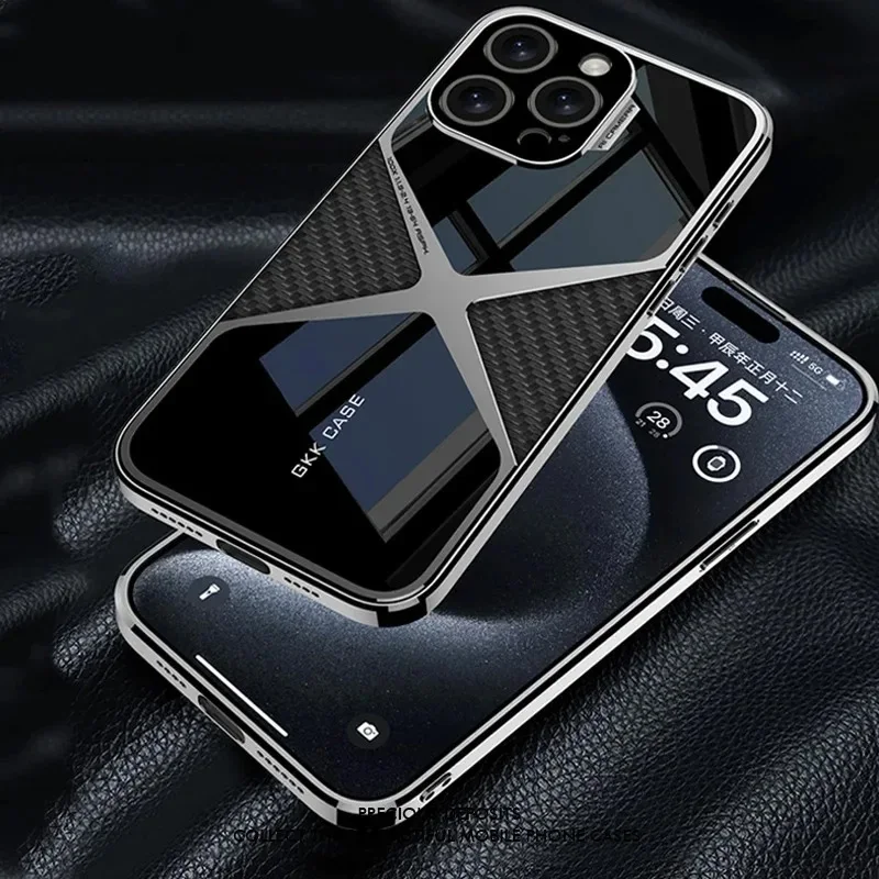 

Роскошный кожаный чехол для телефона iPhone 15 14 Pro Max Apple 15 ProMax, противоударный защитный гальванический простой кожаный чехол для телефона