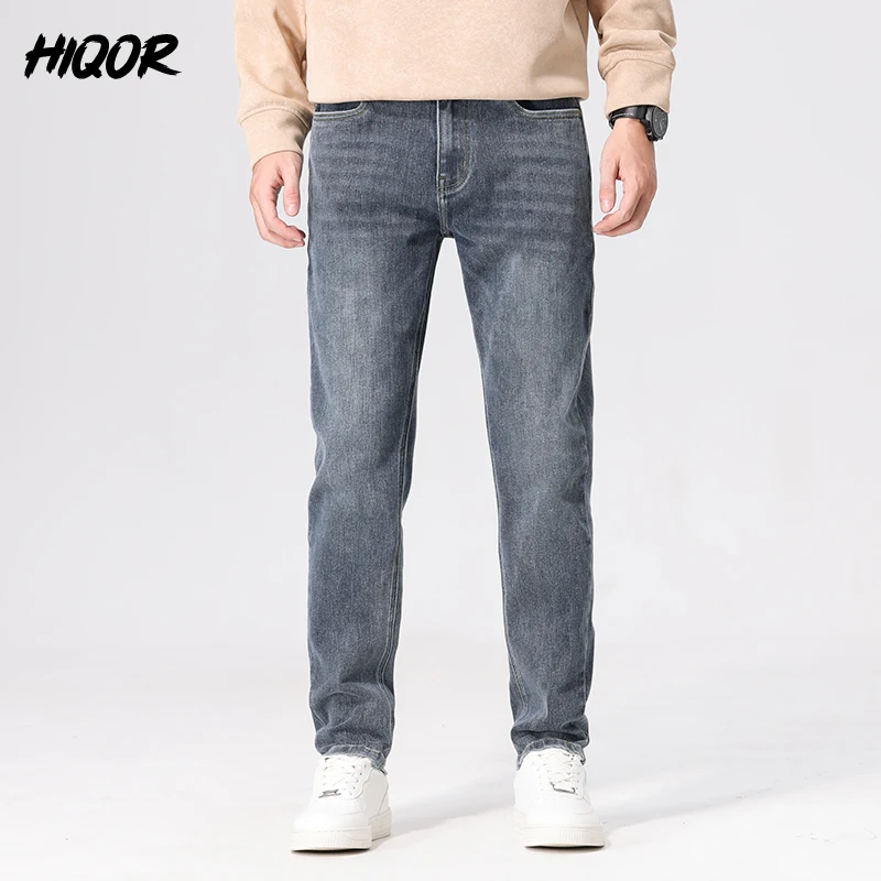 HIQOR Autumn Vintage Mens Denim Jeans Men's Baggy Straight Jeans Fashion Korean Mens Jeans Pants Denim Trousers Streetwear Male 6