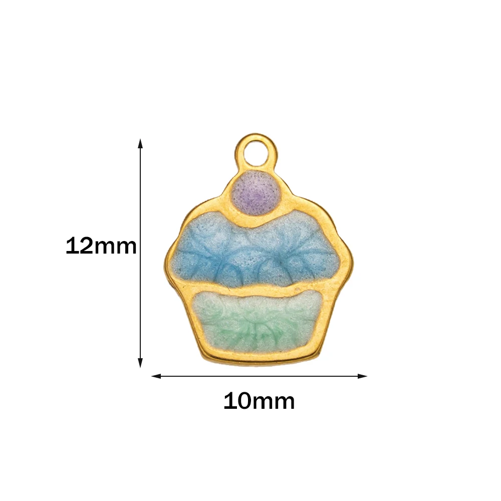 20 Stück Edelstahl Emaille Kuchen Kleiner Charm Vergoldet DIY Halskette Armband Ohrringe Schmuck Handgefertigtes Material Zubehör – Detail 2