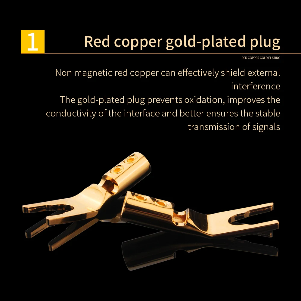 HIFI 8PCS 바나나 Y 스페이드 U/Y 골드/로듐 도금 순수 구리 나사 포크 HiFi 스피커 스페이드 커넥터 플러그