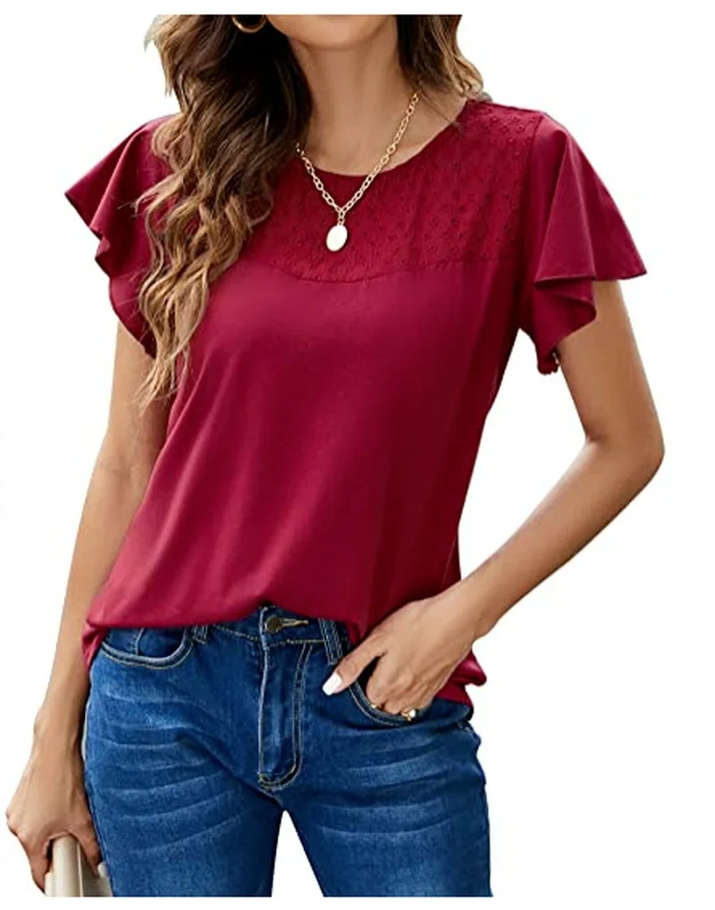 2023 Women Summer New Top Fashion Loose Casual Simple Round Neck Short Sleeve Underlay T-Shirt Loose Versatile Solid Color Top 4