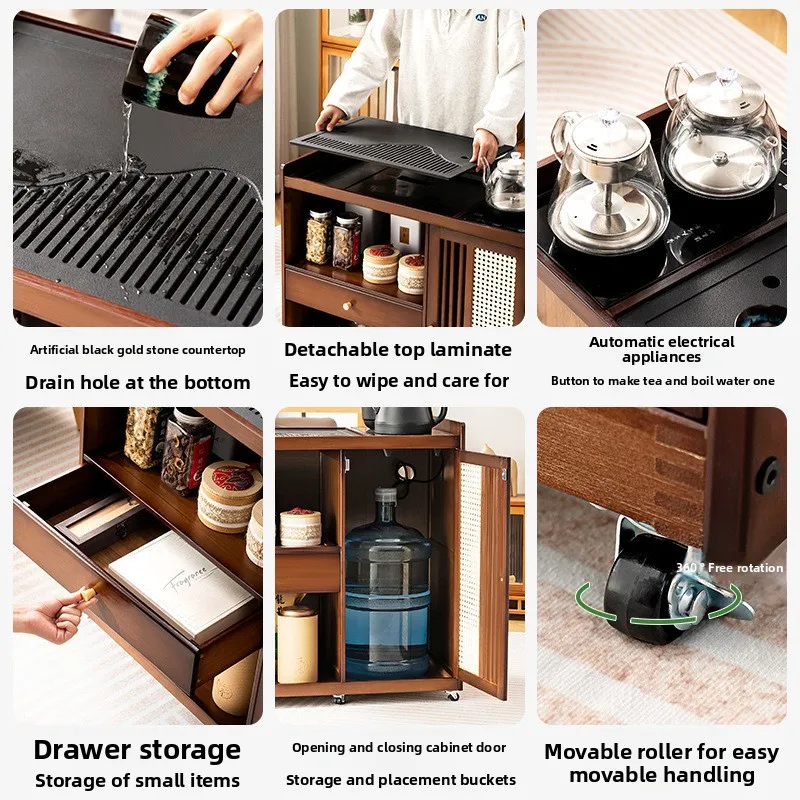 طاولة شاي متنقلة، طاولة شاي صغيرة، خزانة شاي متكام...