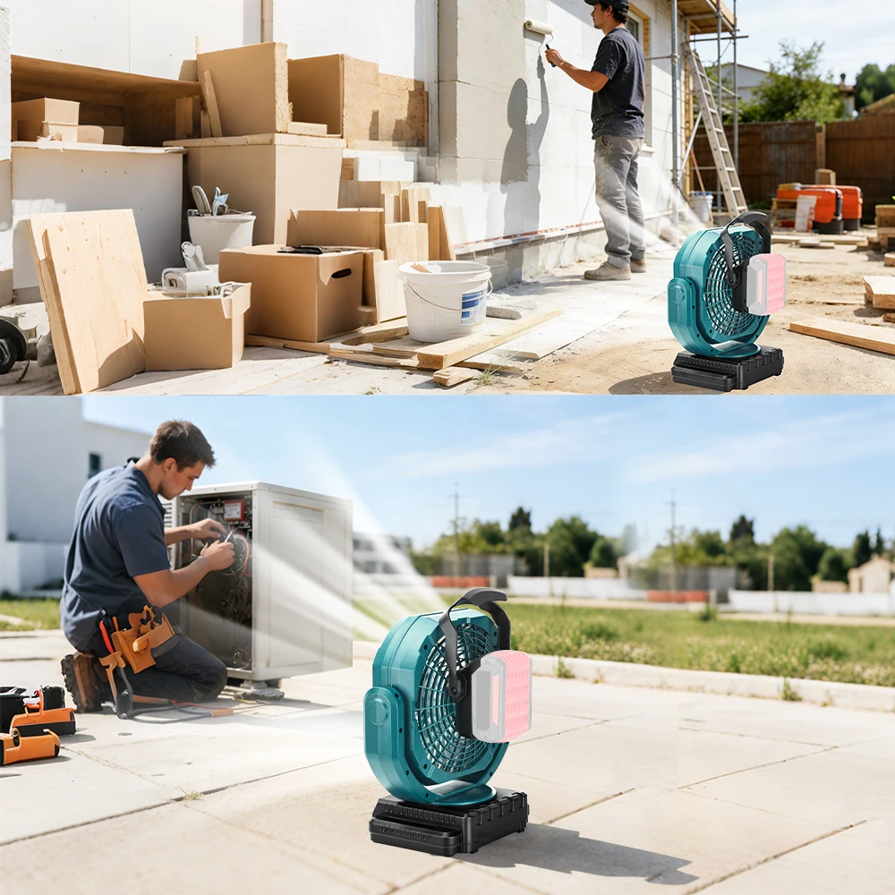 Cordless Oscillating Fan for Bosch 18V Battery, 3-Speed Jobsite Industrial Camping Fan (Battery Not Included)