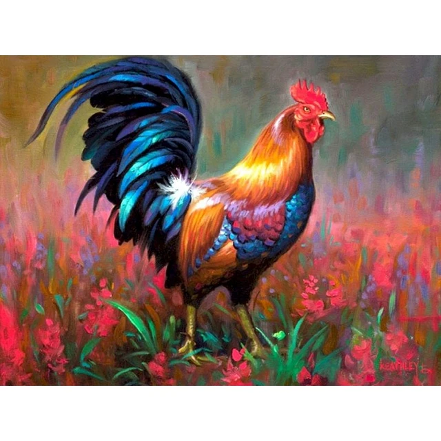 GATYZTORY Diy Paint By Number For Adults Canvas Rooster Animals Kits  Acrylic Painting By Numbers For Wall Home Decor With Frame - AliExpress