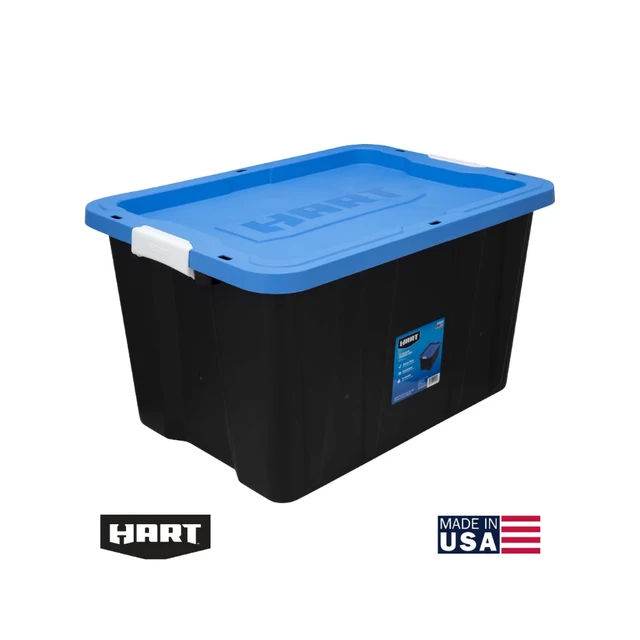 12 Gallon Heavy Duty Latching Plastic Storage Box, Black Base/Blue Lid, Set  of 4 - AliExpress