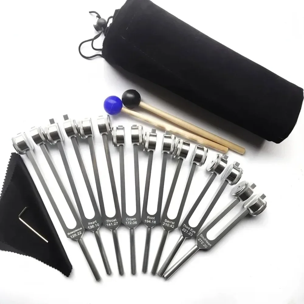 Aluminum Tuning Fork Set Professional Yoga Meditation Sound Healing Therapy Chakras Percussion Instruments Tuning Forks Sets