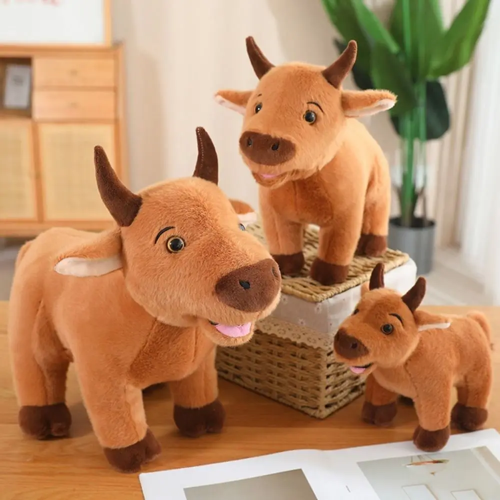 Stuffed Bull Cattle Animal Plush Doll Simulation ReaListic Scalper Bull Plush Toys Fluffy Soft Ox Cattle Stuffed Dolls