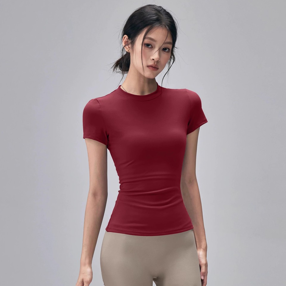  Women's Outdoor Sports Shirt Yoga Wear Fitness T-Shirt Quick Dry Running T-Shirt Workout Top Female Sportswear Exercise Clothing 