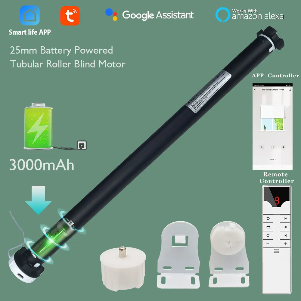 Tuya Battery Roller Blind Motor Usb 5v Chargeable Zigbee Curtains Smart