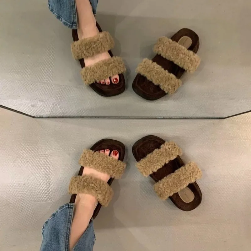 

Женские летние тапочки, модные роскошные закрытые и уличные Нескользящие однотонные босоножки с плоской подошвой