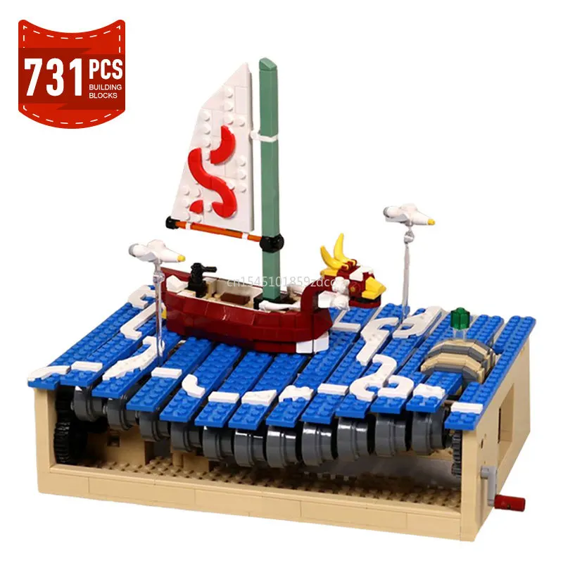 Moc Zeldaed Wind Wakered Red Lion King Dragon Boat Adventure Ship On The Great Sea Building Blocks Set Modello Mattoni Giocattolo Regalo