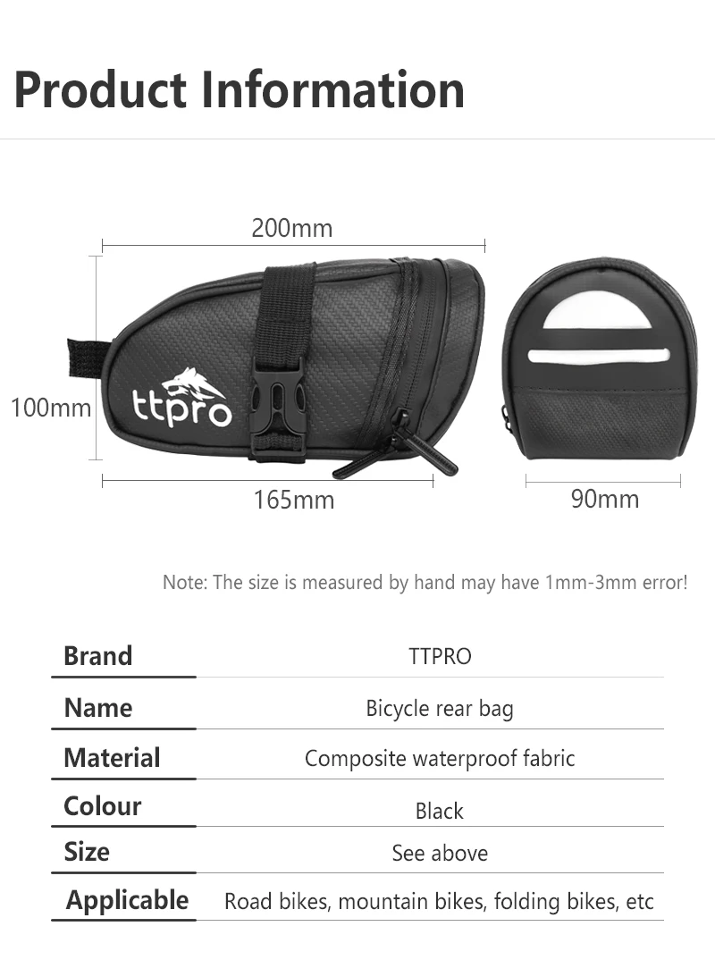 Description Picture 6 of itemTTPRO bicycle saddle bag waterproof fit road mountain folding bicycle