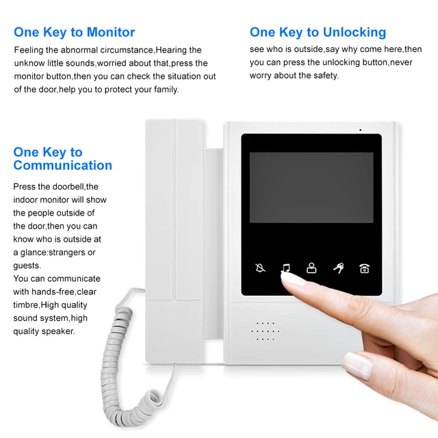4.3 Inch LCD Video Intercom System for Home Support 2 Way Intercom RFID Card Unlock Metal Doorbell with Lock Set 2