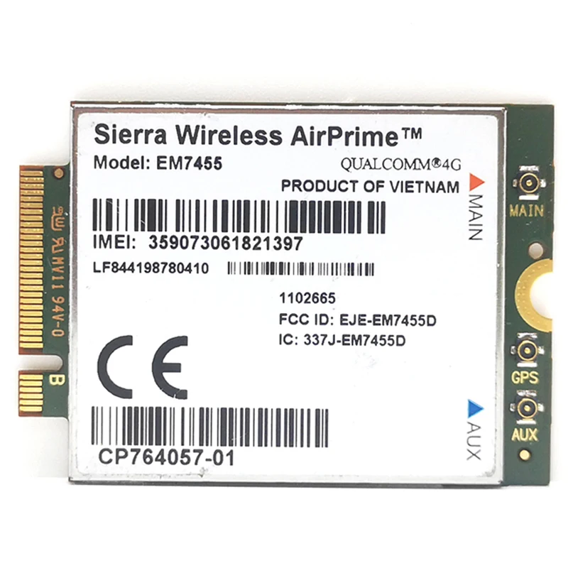 WWAN 노트북용 EM7455 LTE 4G NGFF 모듈, FDD/TDD LTE 4G Cat6 Gobi6000