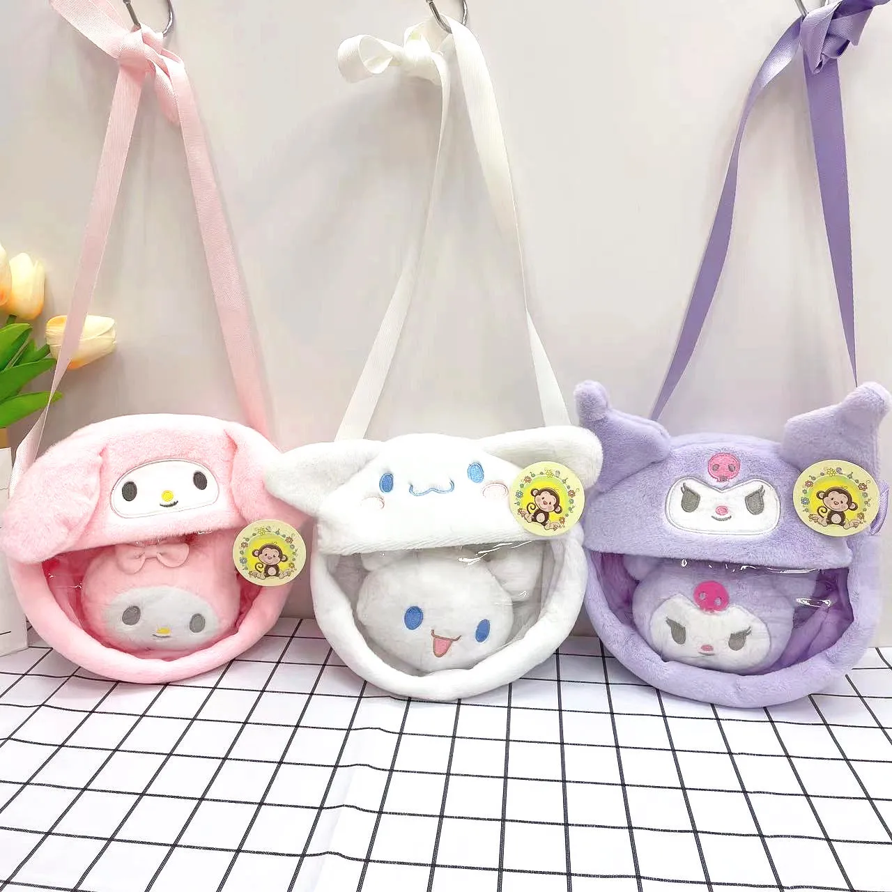 

Kawaii My Melody Kuromi Cinnamoroll мультяшная плюшевая кукла игрушка брелок Аниме Sanrioed девушка сердце милая плюшевая сумка-мессенджер подарок для девочки