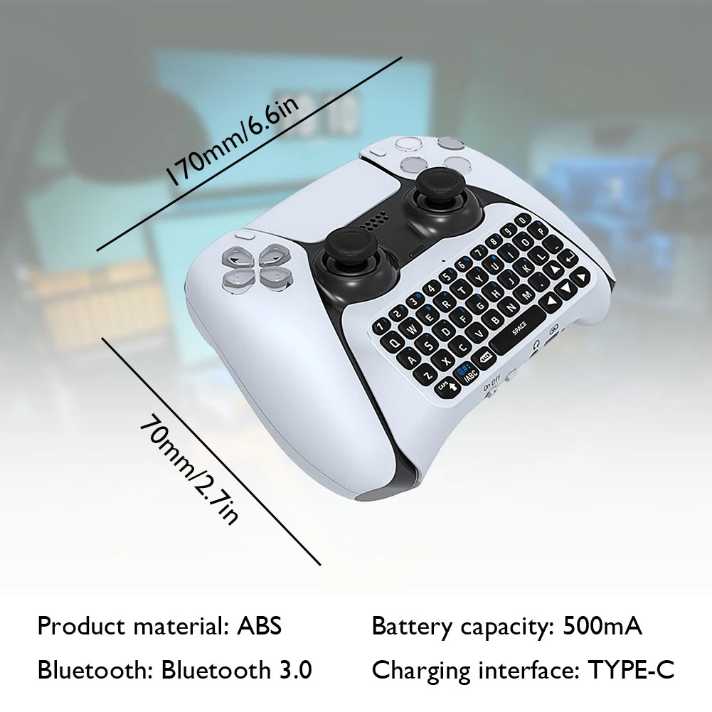 Mini Gamepad with Keyboard 3.5mm Wireless TYPE-C Charging Bluetooth-compatible 3.0 Chat Pad for Sony PS5 Controller Mount Keypad