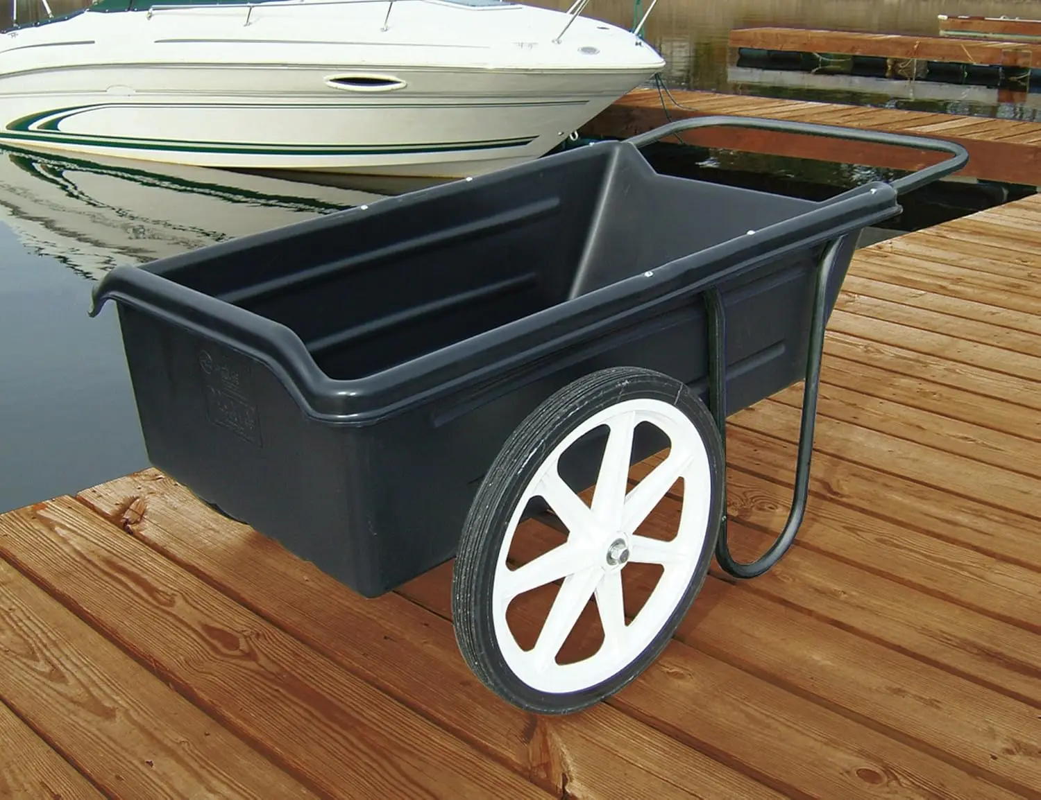 TaylorMade Dock Pro Dock Cart, 47 x 23 x 13-Inch, Ergonomic, Curved Handle, Marine Plastic Rim Wheels, 7 Cubic Feet, 300 lbs.