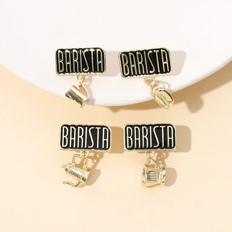 Barista Kaffee Cartoon Emaille Pin Kaffee Bean Tasse Brosche Abzeichen Revers Kleidung Rucksack Pullover Schmuck Geschenk Freunde Großhandel – Detail 6