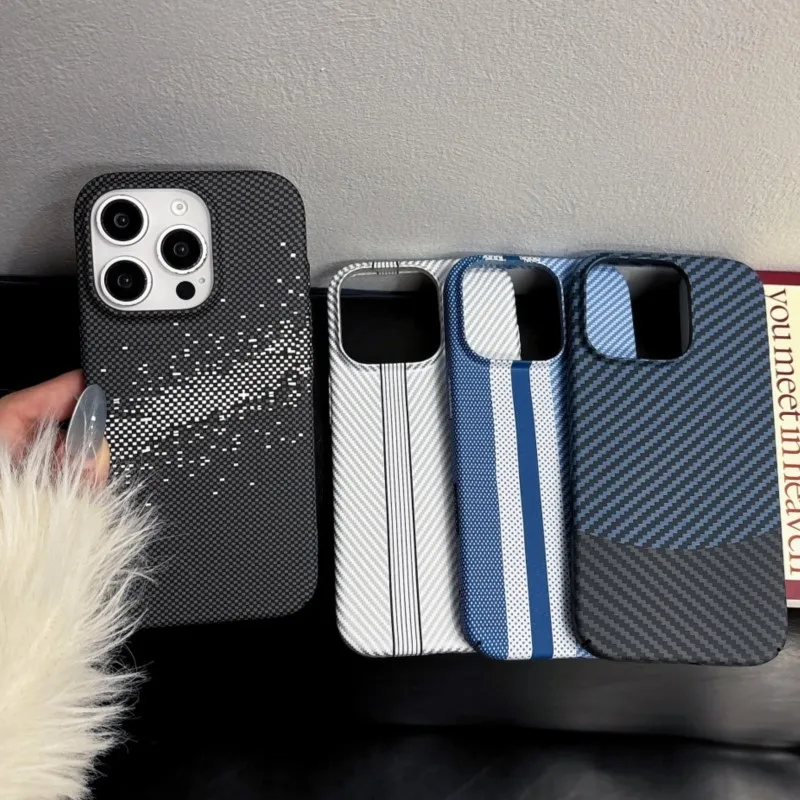 PC Phone Case Carbon Fiber Business For iPhone 17 Air 16 15 14 Plus 13 12 Pro Max 11 Ultra-Thin Armor Shockproof Cover