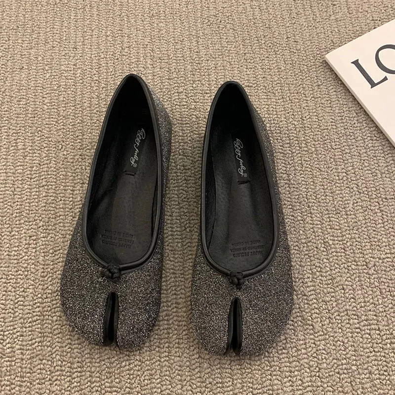 النساء الشقق تابي النينجا أحذية امرأة السيدات ستوكات الجلود مريح الشقق سبليت تو النعال لينة أسفل المتسكعون الصلبة موجز لا