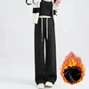 Maternity Fleece-Lined Warm Outerwear Pants For Pregnant Women Plus Size Non-Hiding Straight-Leg Design For Autumn Winter 2