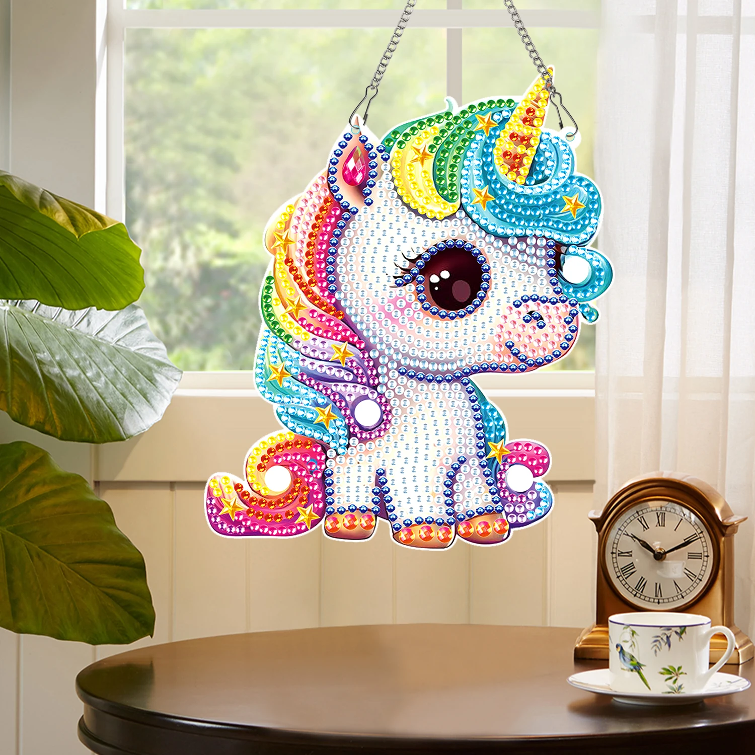 5D Special Shape Diamond Art Painting Kits for Adults Beginners, DIY Unicorn Crystal Art by Window Pendant for Home Garden Wall