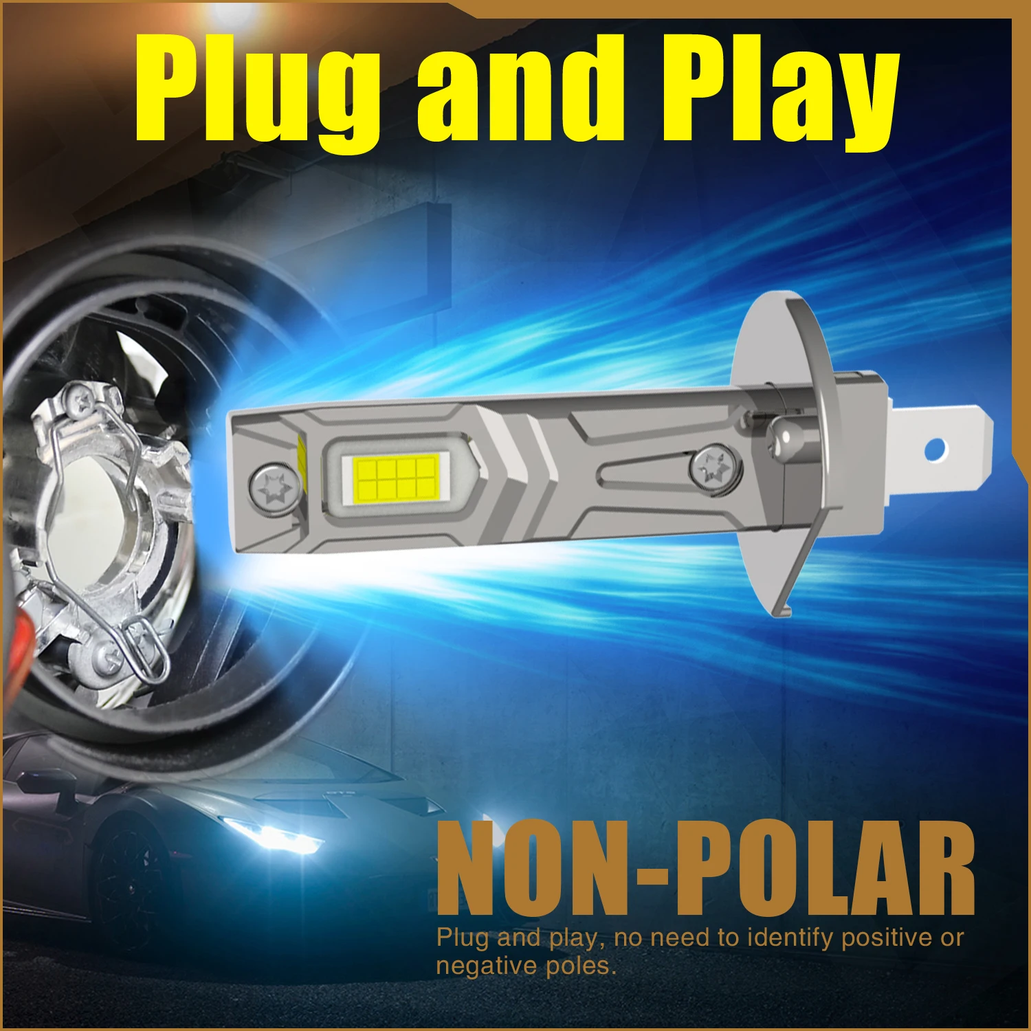 2개 H1 P14.5s LED 화이트 오토바이 안개등 고출력 전구 초고휘도 12V 55W 자동차 터보 다이오드 헤드라이트 어댑터 불필요