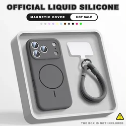 Magnetic Wrist Strap Liquid Silicone Phone Case with Magsafe Compatibility - iPhone 14 Pro (Titanium Black)