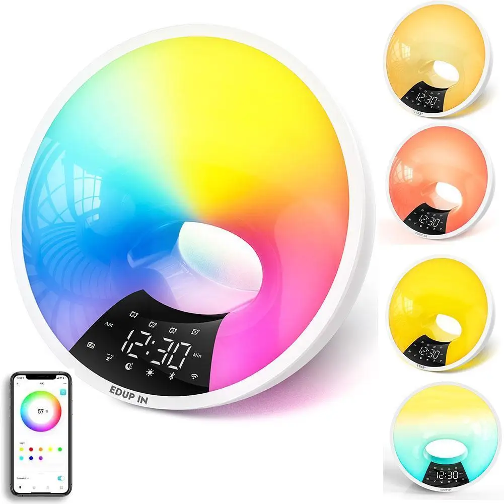 Sunrise Alarm Clock WiFi Smart APP Wake Up Clock Light Simulation FM