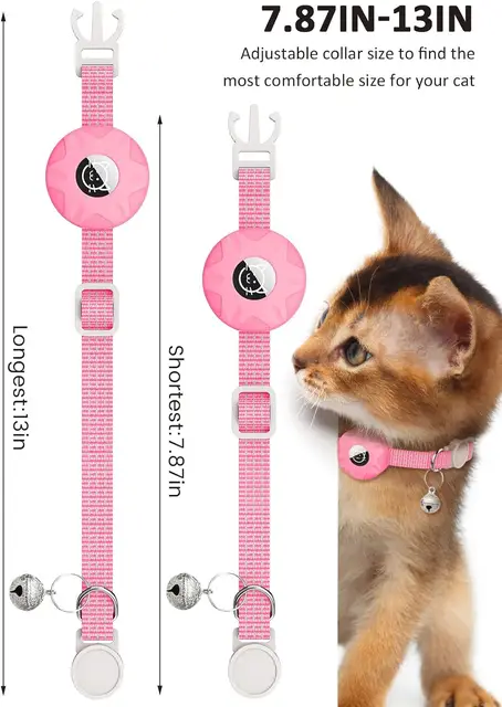 for Apple AirTag Cat Collar,Air Tag Pet Collar with airtag Holder and Bell Reflective GPS Kitten Collar for Girl Boy Cats gatos 4
