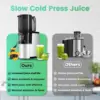 Cold Press Juicer, 400w Slow Juicer Machines with 5.4" Wide Feed Chute, Masticating Juicer with High Juice Yield for Whole Veget 3
