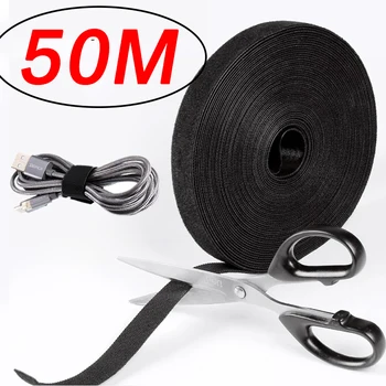 1-50m Velcros Cable Organizer USB Tie Cord Desk Computer Management Tape Ties Earphone Wire Holder Winder Phone Hook and loop 1