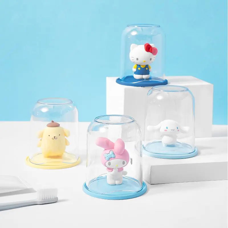 

Kawaii Toothbrush Cup Sanrio Hello Kitty My Melody Cinnamoroll Pompom Purin Cute Anime Children Mouthwash Cup Set Birthday Gift