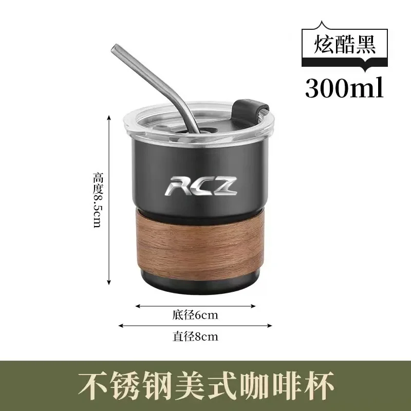 푸조 RCZ GTLine 207 407 407 408 308 408 2008 508 3008 4008 50000 304 용 차량용 스테인리스 스틸 커피 머그컵 (뚜껑 포함, 화상 방지)