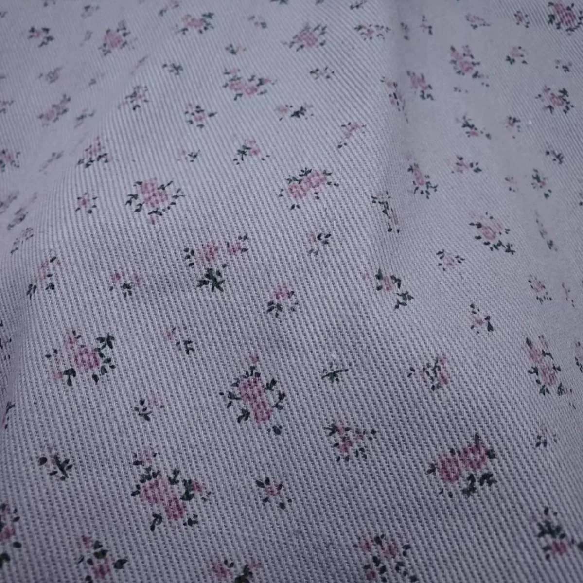 Small Floral Print Denim Fabric Washed Clothing Material for Pants Skirts Coats Bags Shoes Hats Kids Children Baby Accessories