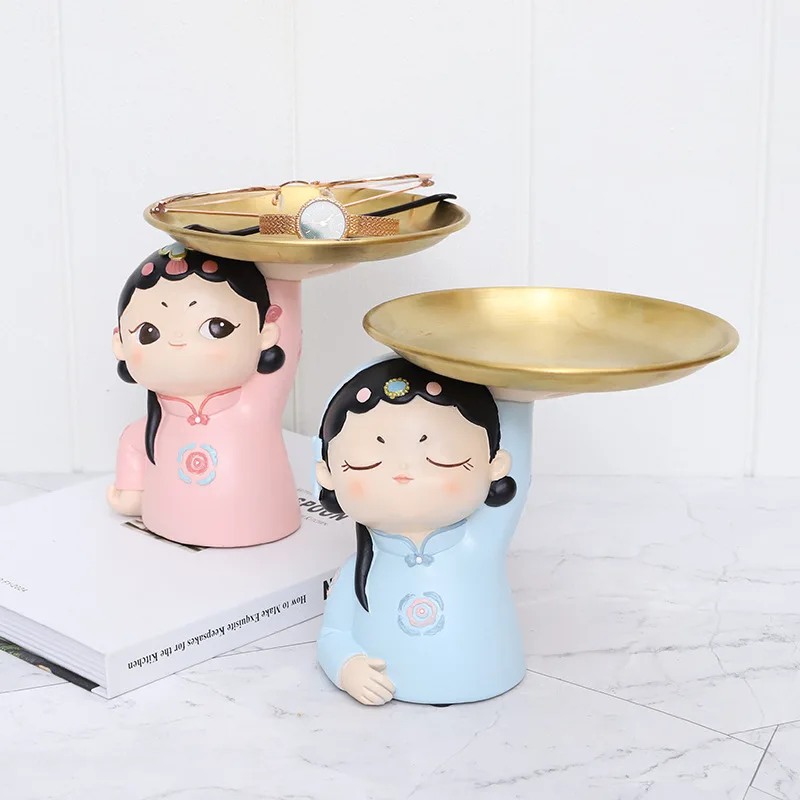 

Пекинская опера, орнамент с подносом для хранения, держатель для ключей, украшение для прихожей, статуэтка для девушки, центральный предмет, тарелка для закусок