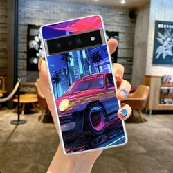 Synthwave Retro Shockproof Silicone Phone Case with Transparent Shell - Pixel 5 (B1)