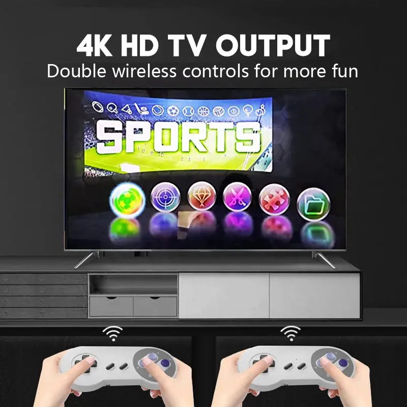 Console de jogos retrô sf900 com 5000 jogos integrados, controlador de jogo de tv vem com 2 gamepads sem fio, controlador de jogo clássico 2