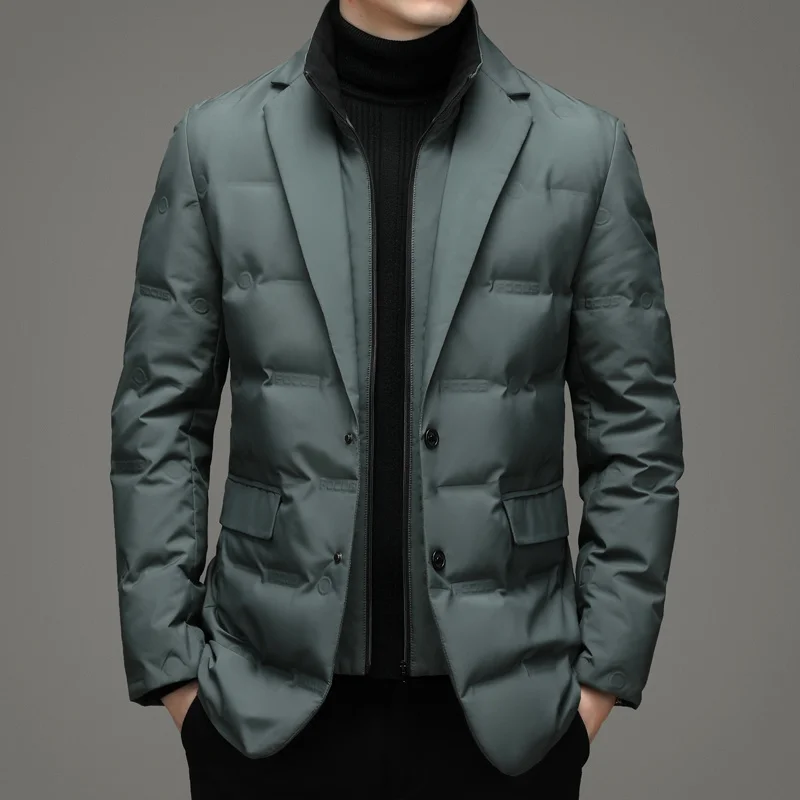 New Arrivals Men's Business Casual Suit Down Jacket Top Grade Luxury 90% White Duck Down Ultralight Quilted Men Coat