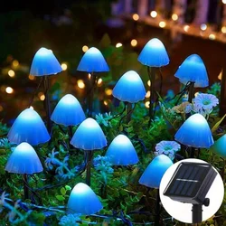 Solar LED Mushroom String Lights - Outdoor Decorative Fairy Lamps - 12LEDs - 4.5Meter (Blue)