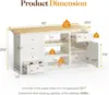 59 Inch Large Kitchen Island with Power Outlet, Farmhouse Thick Table Top Drawer, Organized Storage Space with Rubber Wood 2