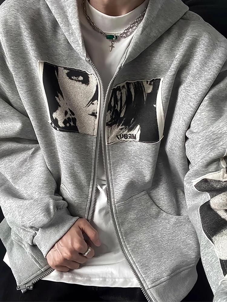 American Sle Hoodie Sweatirt Men's Autumn Trend High-End Feeling Open Cardigan Loose Casual Versatile Outerwear