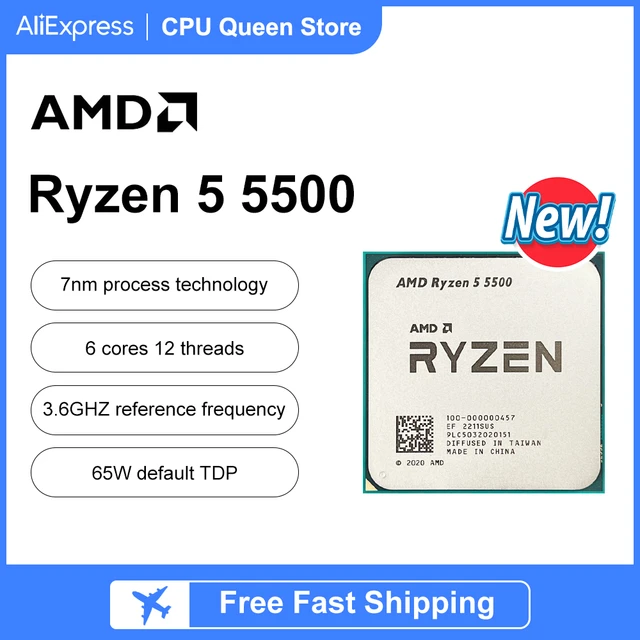 New Amd Ryzen 5 5500 R5 5500 3.6ghz 6 Core 12 Thread Cpu Processor 7nm 65w  L3=32m 100-000000457 Am4 Socket With Cooler Fan - Cpus - AliExpress