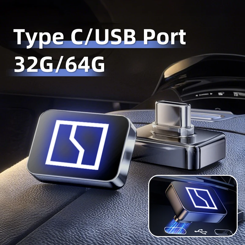 Accessoires de voiture en métal USB type-c clé mémoire bâton économiseur de musique pour Zeekr X 001 009 2022 2023 2024 Al