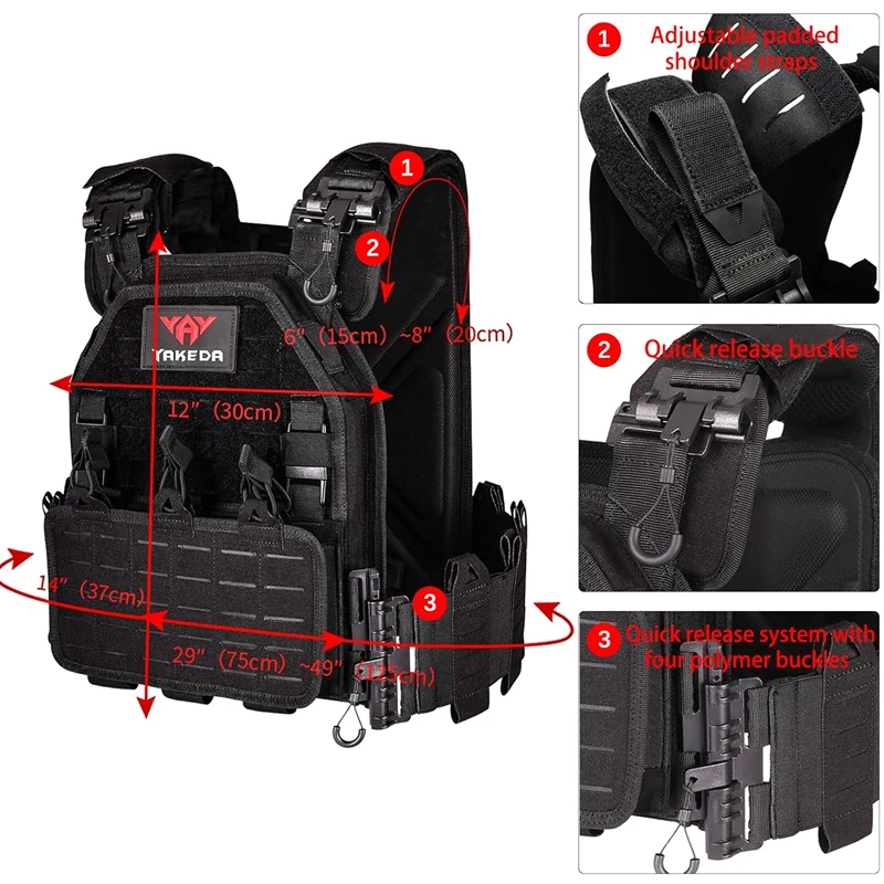 Tactical Vest YAKEDA Camo Vest Outdoor Hunting Plate Carrier Protective Adjustable Vest Airsoft Carrier Combat Equipmet